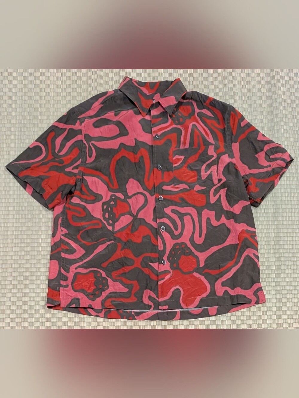 Todd Snyder Cropped Silk Cotton Camp Collar Pattern Shirt Men's Size Medium